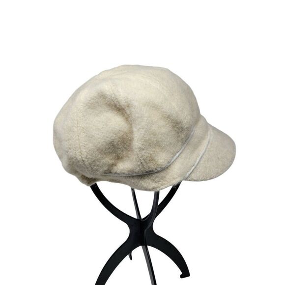 August Hat Company Wool-Blend Cream Newsboy Cap Cabby Retro Piped Tweed Glam - Picture 2 of 7